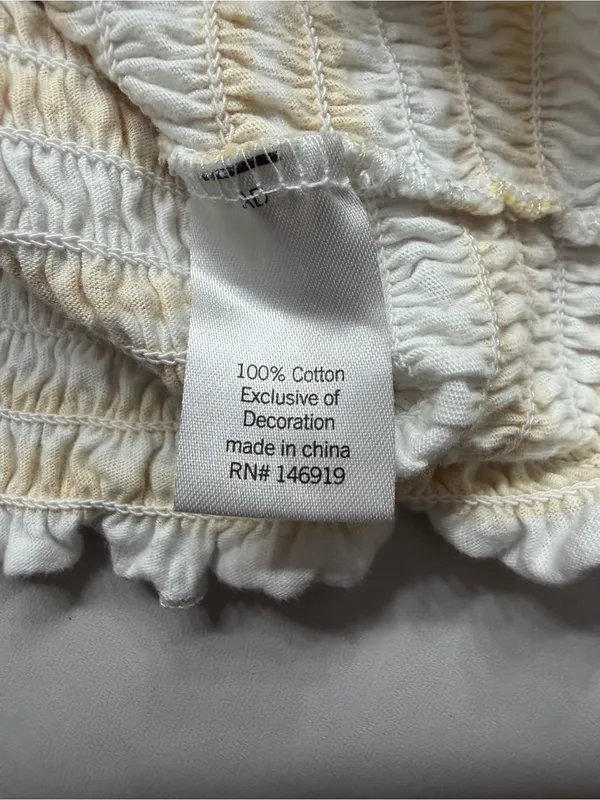 SO Yellow White Smocked Tank Top Size Small 100% Cotton Summer Beach - Image 8