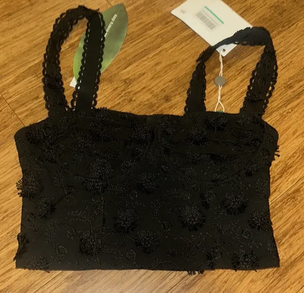 Farm Rio 3D Flower Corset Cropped embroidered crepe bustier Top Size S - Image 4