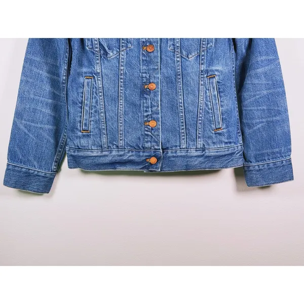 Madewell Womens Denim Trucker Jacket Small Blue Button Front Casual Fall Country - Image 8