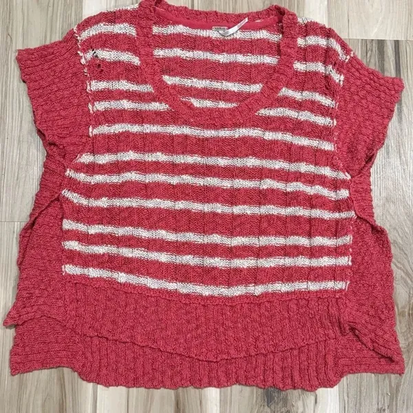 Free People Teracotta Striped Chunky Knit Pullover Top Women’s Medium - Image 2