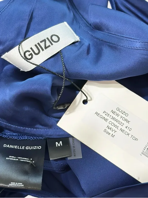 GUIZIO Regine Cowl Neck Top, Navy, Medium Blue - Image 9