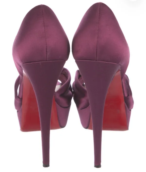 Christian Louboutin Satin Bow Accent Slingback Sandals - Image 2