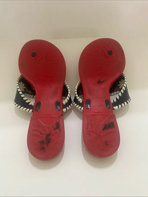 Jack Rogers Red Jelly Thong Embroidered Sandals | 10 - Image 5