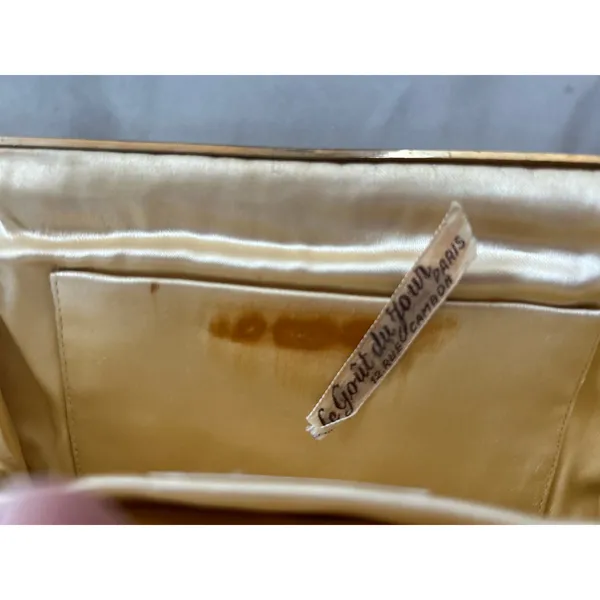 Le Goût du Jour Gold Beaded Swirl Rhinestone Filigree 50s Wrist Bag - Image 7
