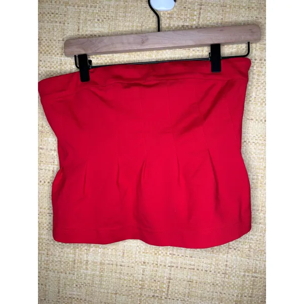 Maeve by Anthropologie Red Strapless Peplum Tube Top Side Zip Small - Image 2