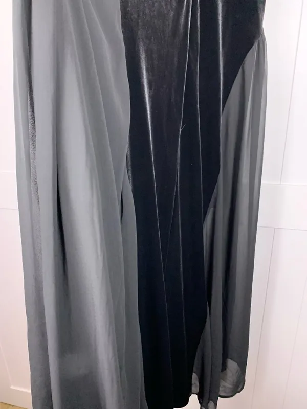 NOTUS Evening Gown Womens M Black Velvet Sheer Maxi Dress Formal Holiday NWT - Image 5