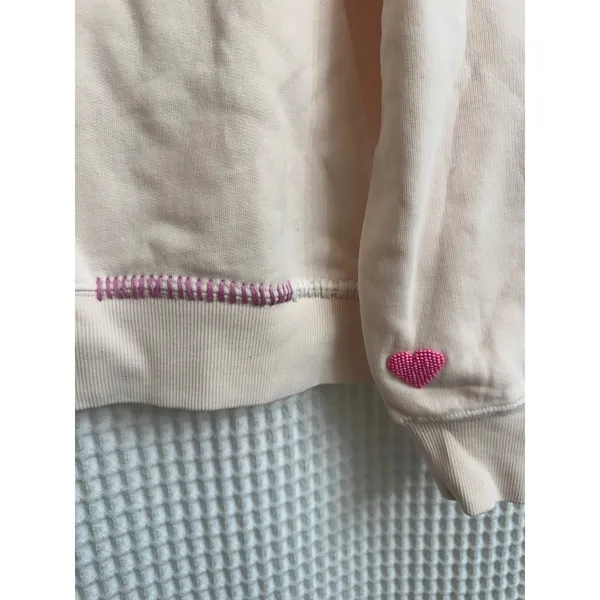 Wildfox Love Valentine's Pink Crewneck Embellished Sweatshirt Large NEW - Image 3