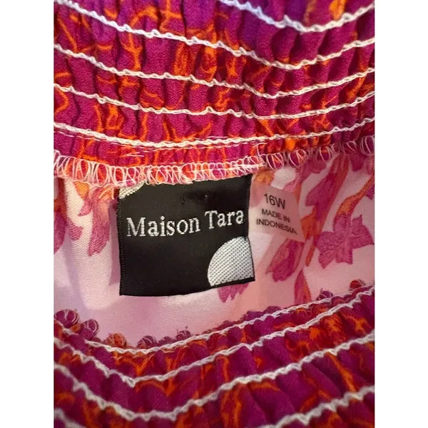Maison‎ Tara Off the Shoulder Floral Print Tie Waist Midi Dress Plus Size 16W - Image 6