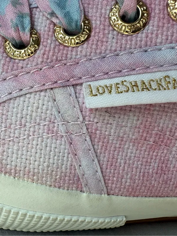 Superga x LoveShackFancy Tie Dye Sneakers Pink Blue Floral Laces 40 - Image 5