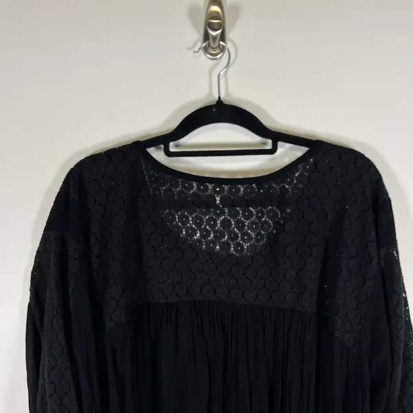 Free‎ People Women Moon River Peasant Crochet Top Size M Festival Boho Black - Image 7