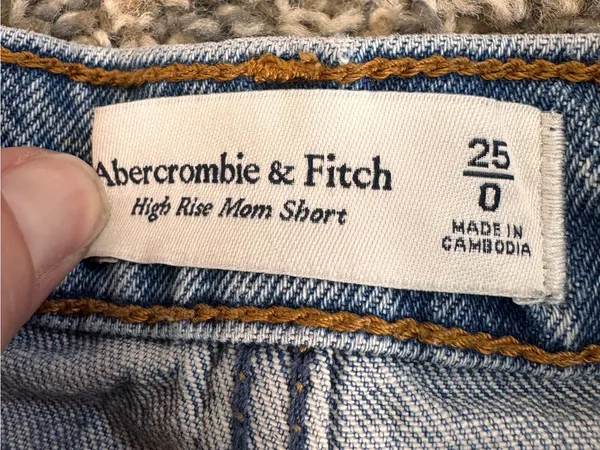 Abercrombie & Fitch Blue High Rise Mom Jeans Shorts Womens 0 Festival Distressed - Image 4