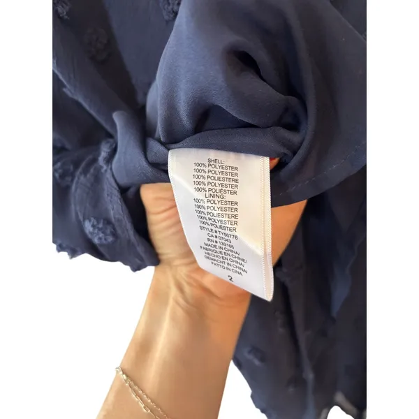Anthropologie Eri + Ali Michaela Textured Swiss Dot Midi Navy Dress 2 - Image 13