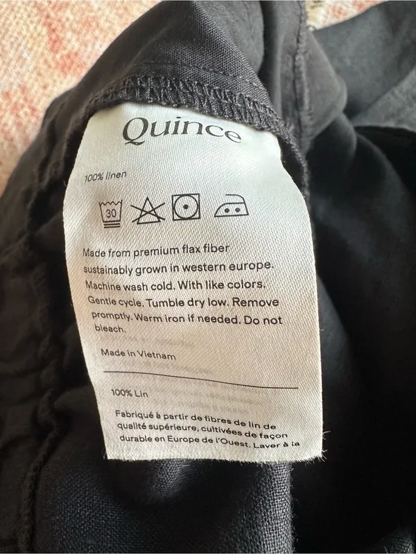 Quince 100% European Linen Pleated Trouser black size 10 - Image 4