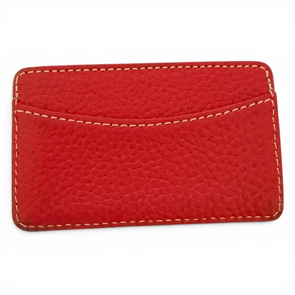 Dooney & Bourke Brown Red Leather Unisex Slim Credit Card Wallet - Image 2