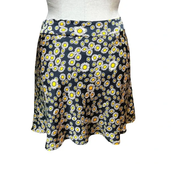 Free People Phoebe Daisy Print Mini Skirt Black Orange Size 2‎ - Image 7