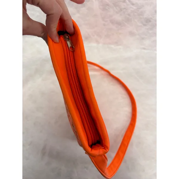 Olivia Miller Neon Orange Laser Cut‎ Glitter Crossbody Bag Womens Floral Small - Image 7