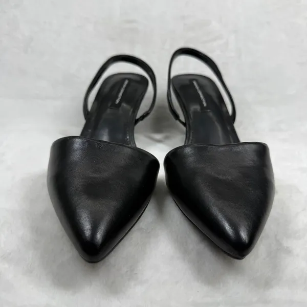 French Connection Womens Black Pointed Toe Slingback Kitten Heels Pumps Size 8.5 - Image 2