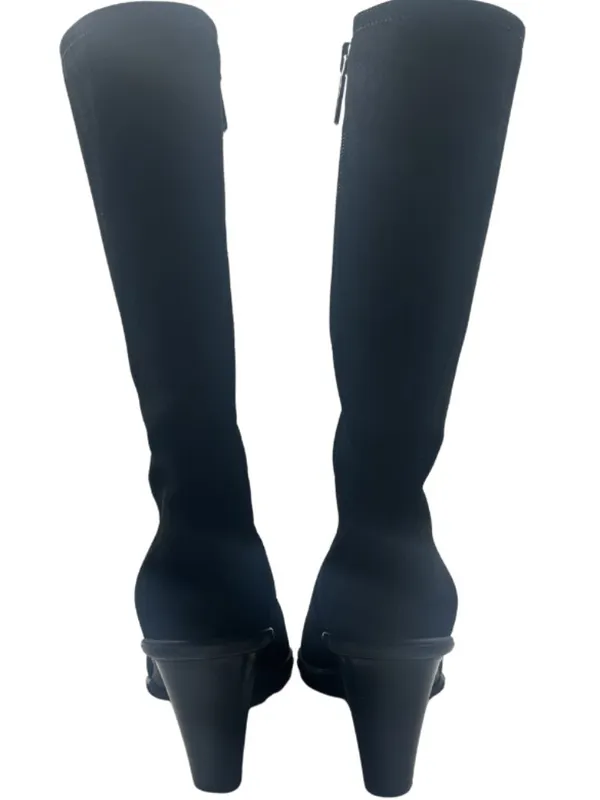 Aquatalia Black Suede Mid Calf Heeled Boots Size 8.5 Waterproof - Image 4