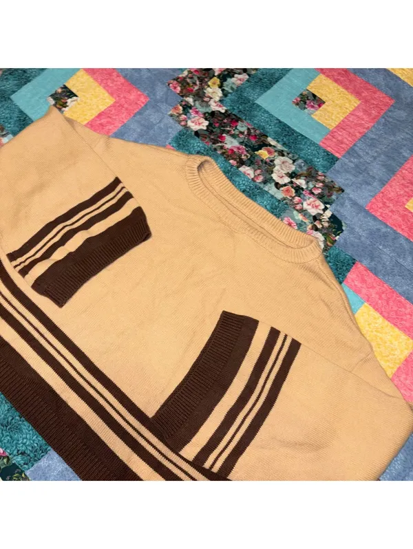 Anthropologie Saturday Sunday Striped Knit Oversized Crop Crew Sweater, Size M - Image 5