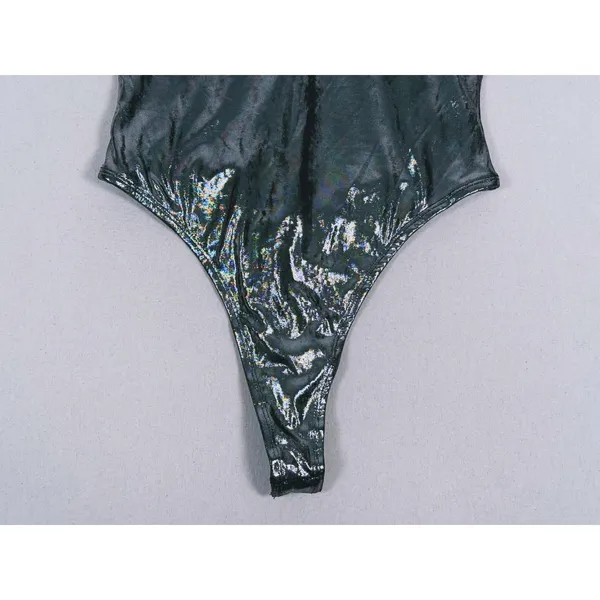 Superdown Nadia Metallic Bodysuit Size S Silver Festival Rave Club Disco Party - Image 8