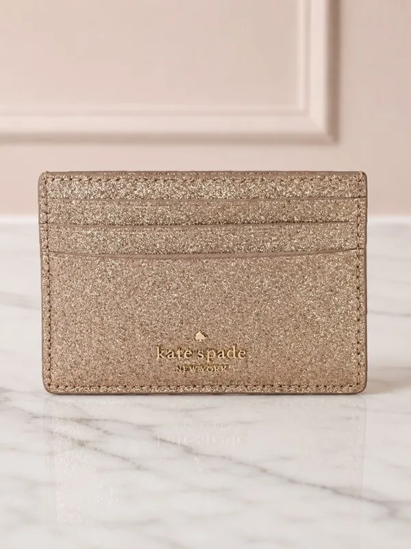 Kate Spade New York Gold Glitter Slim Card Holder Wallet NWT - Image 3