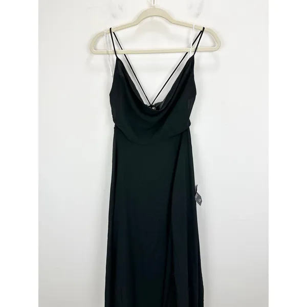 Lulus Romantically Speaking Black Cowl Lace-Up Maxi Dress Formal Small NWT - Image 8