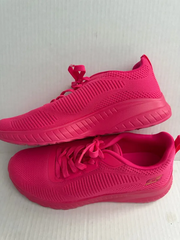 BOBS from Skechers Chaos Hot Pink Knit Lace-Up Sneakers - Image 6