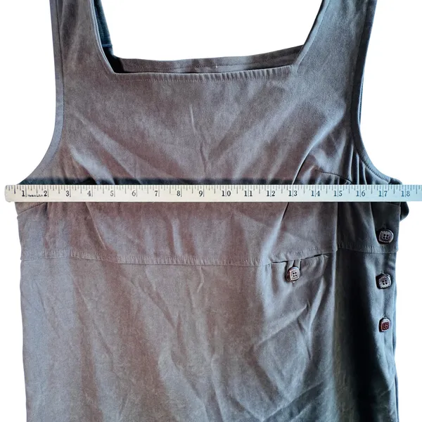 Vtg‎ Jumper Dress Faux Suede Brown M Sleeveless Maxi Pinafore Lagenlook Western - Image 5