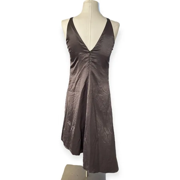 Banana Republic Flowy Midi Slip Dress Gray Satin Fairycore Feminine Women's 6 - Image 4