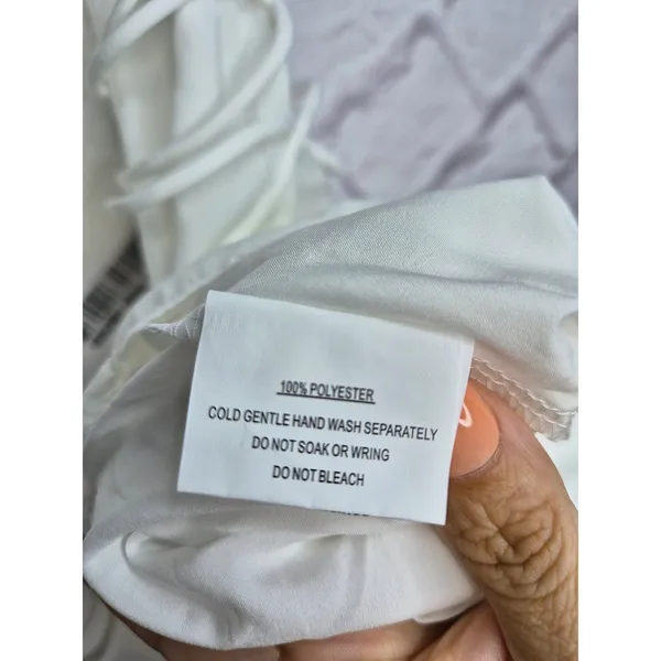 ​NWT Selfie Leslie Come Alive String Detail Deep V-Neck Mini Dress White M AU 10 - Image 7