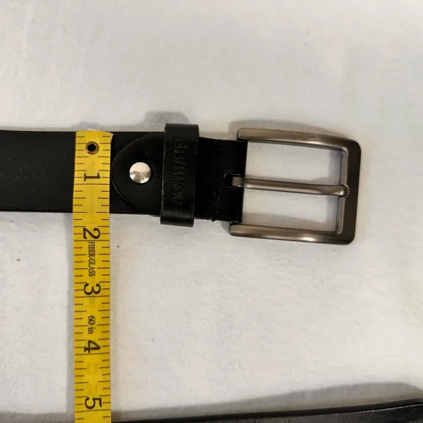 Buffway Men's Leather Black Belt Size 46 Classic Casual Brass Buckle Handmade - Image 7