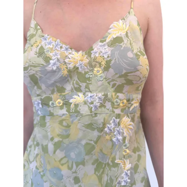 Light Green Floral Embroidered Principles Vintage Cami - Image 3