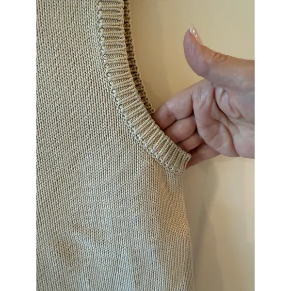 Omphalos Cable Knit Sweater Vest Beige 100% Cotton Women's Size Medium Y2k - Image 3
