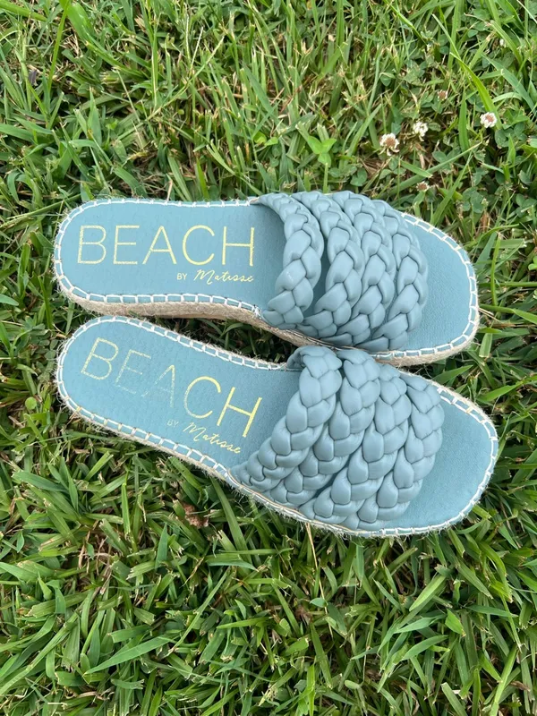 Beach by Matisse Teal Blue Braided Platform Sandals Size 9M - Image 2