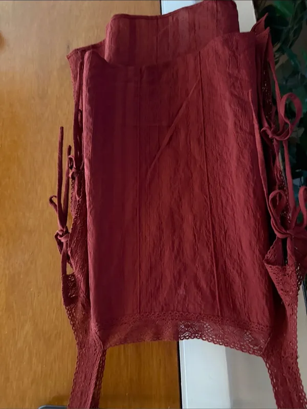 And Now This Wine-Red Lace-Trim Camisole Top - Image 6