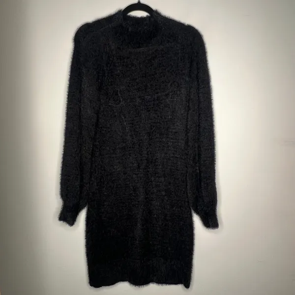 Bardot Black Fuzzy Sweater Dress Size Small - Image 3