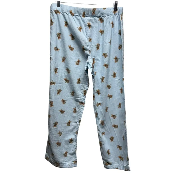 J. Crew‎ Womens Size L Blue Dog Christmas Pajama Pants Lights Frenchie Flannel - Image 2