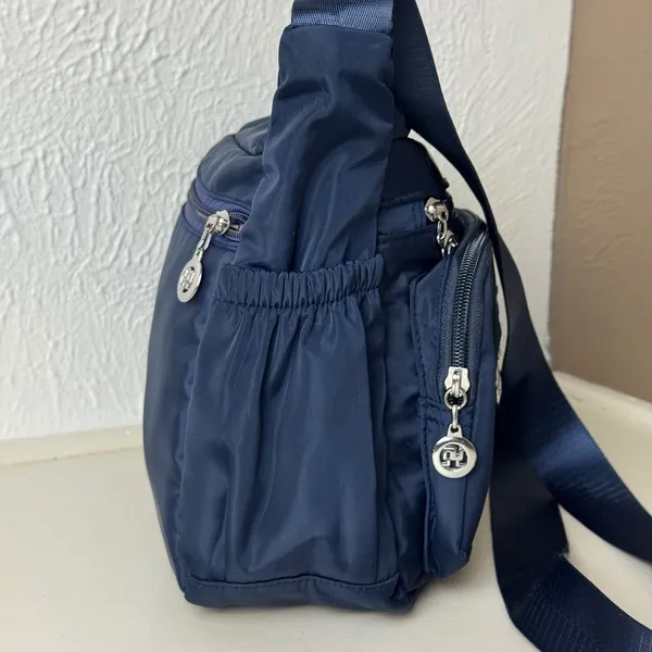 Jiel Shi Navy Blue Nylon Multi-Pocket Crossbody Bag Women Adjustable Strap - Image 6