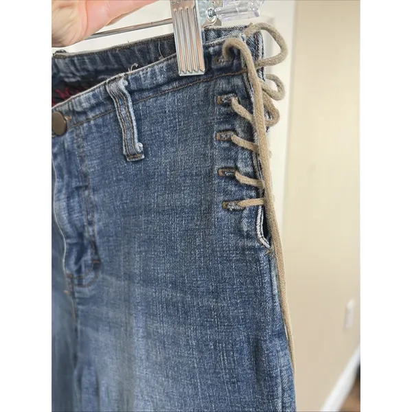 Mudd Side Lace Up‎ Flare Jeans Womens Size 3 Blue Y2K Vintage Bell Bottom Denim - Image 7