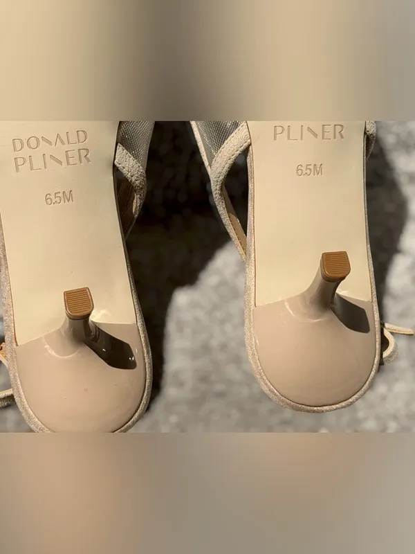 Donald Pliner Carwyn Mesh Slingback Kitten Heels Pointed Toe‎ Nude 6.5 Chic Work - Image 9