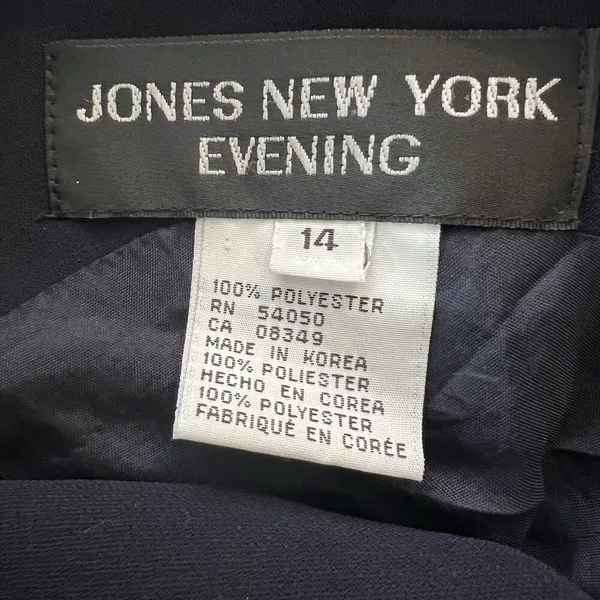 Jones New York Evening Dress 14 Maxi Navy‎ Blue - Image 3