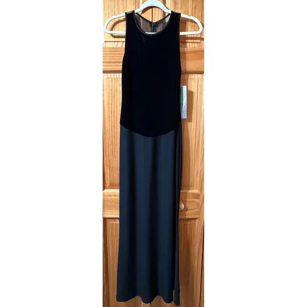 Betsy & Adam Vintage Velvet Mesh Back Formal Gown Black Sz 7/8 Women's 4/6 NWT - Image 2