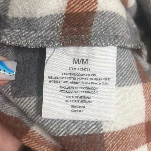 ✨HFX Shirt Sz Medium Jacket Relaxed Fit Drop Shoulder Pockets Gray/Brown✨ - Image 9