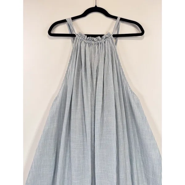 Free People Maxi Dress Blue Paradise and Back Striped Tasseled Flowy Boho Small - Image 9