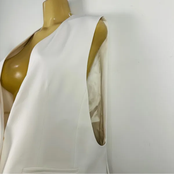 Zara Long Line Vest Sz M One-button V-neck Sleeveless Lined Top - Image 2
