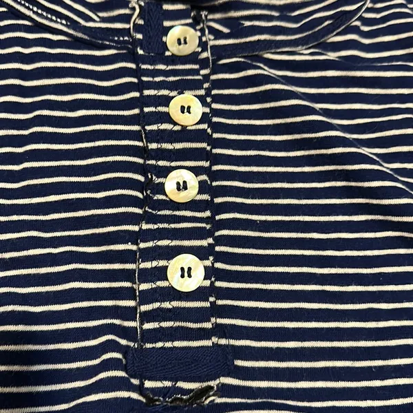 Free People Women’s Medium Striped Blue White Linen Button Oversized Top Shirt - Image 6