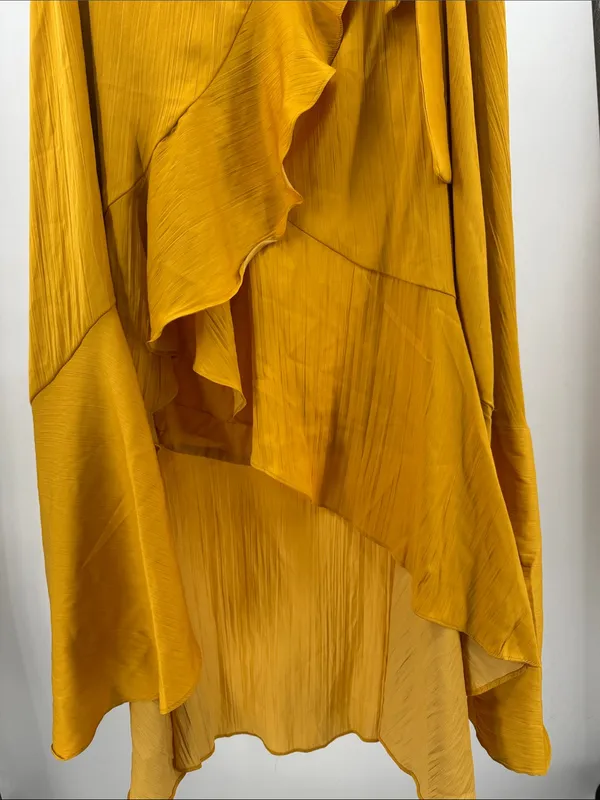 Anthropologie Maeve Mango Yellow Ruffle Wrap Skirt midi High Low NWT XL boho - Image 5