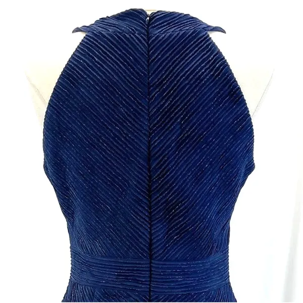 Eliza J Womens 12 Halter Neck Sheath Dress Navy‎ Blue Metallic Stripe Cutout - Image 6