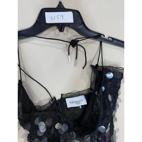 16Arlington Black Sequin Mini Dress with Spaghetti Straps Size 8 - Image 2