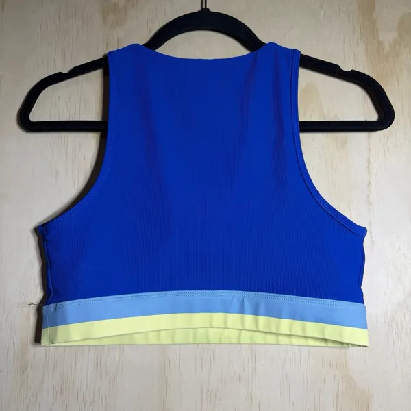 WILO Active Sports Bra Womens Large Blue Colorblock Athletic Yoga Gym Racerback - Image 3